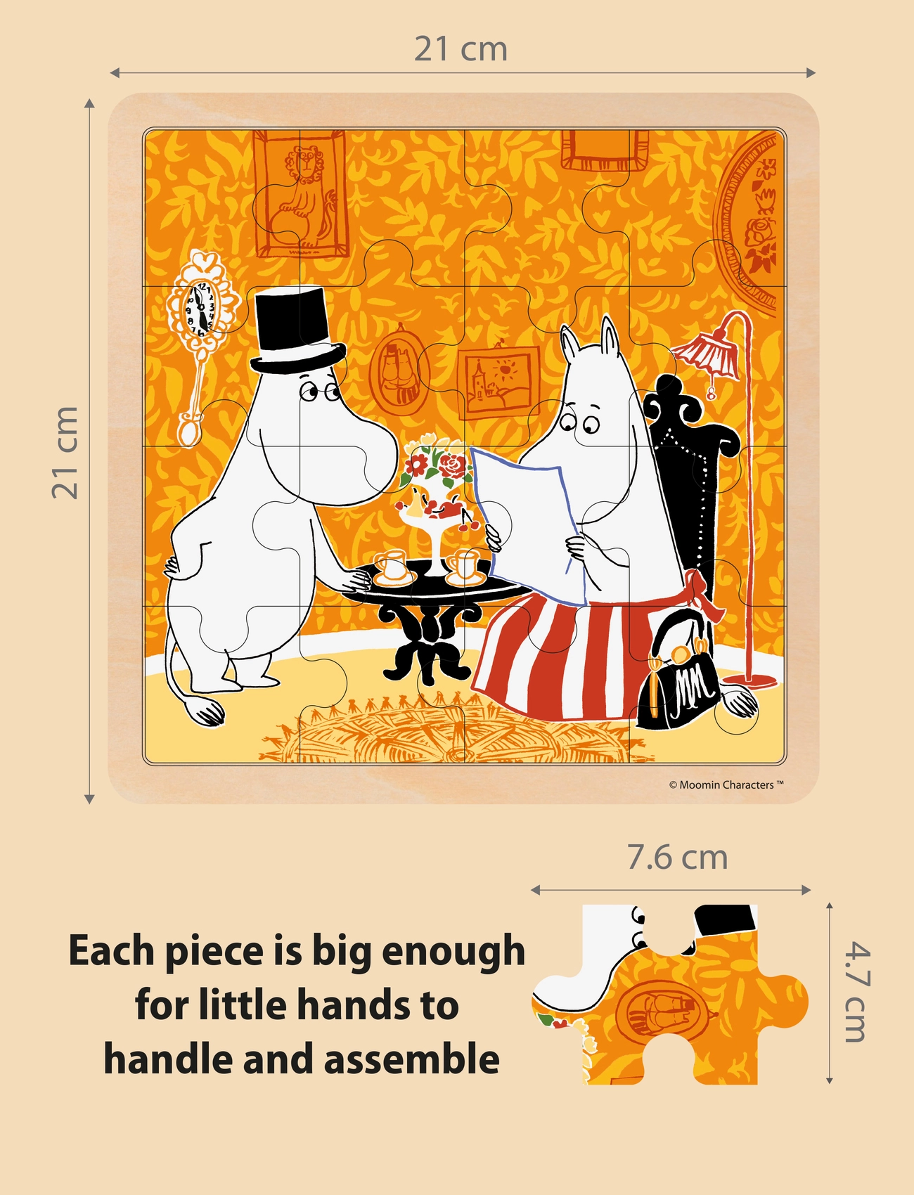 Barbo Toys - Moomin - Wooden Square Puzzle - Teatime - 1016 - 2