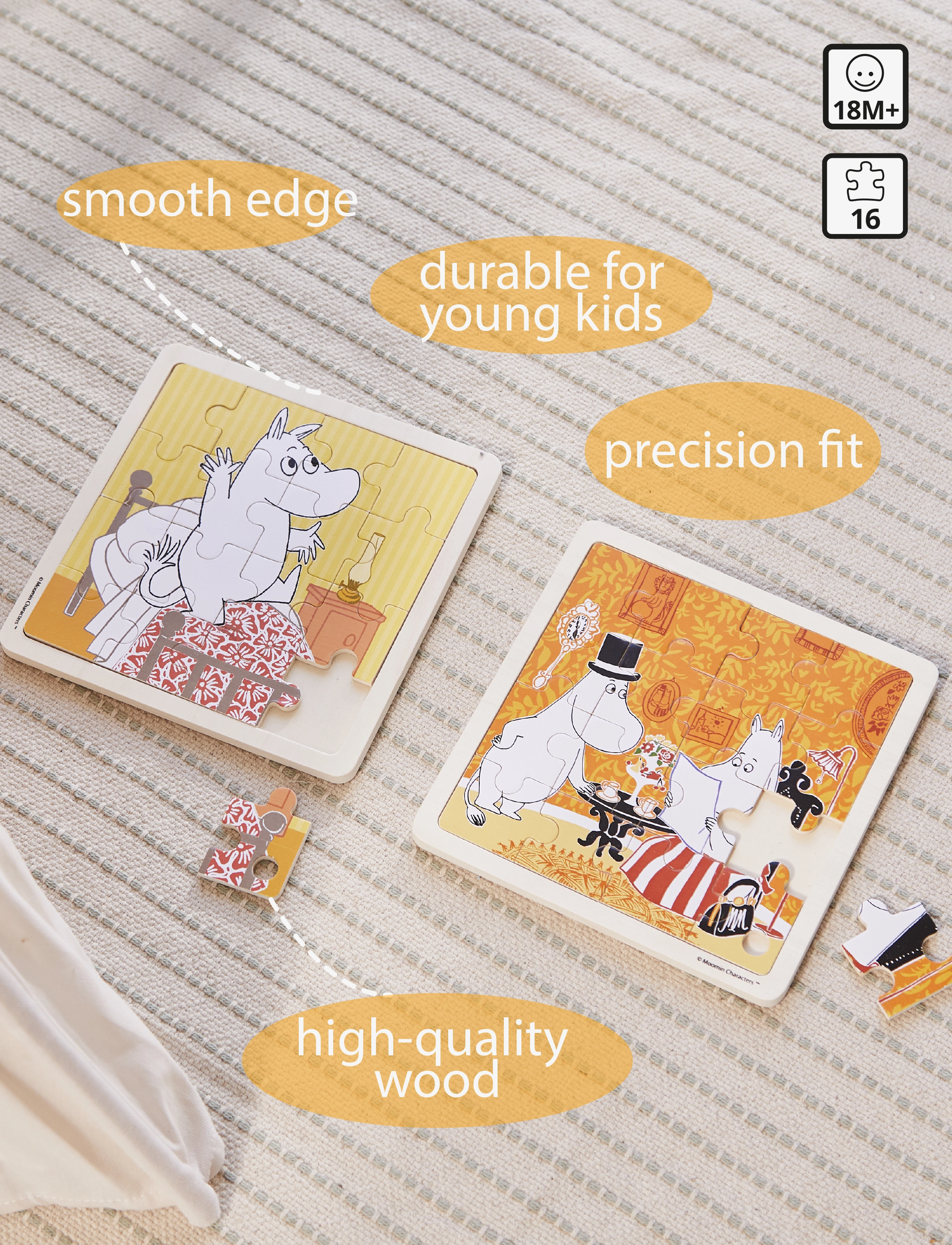 Barbo Toys - Moomin - Wooden Square Puzzle - Teatime - 1016 - 3