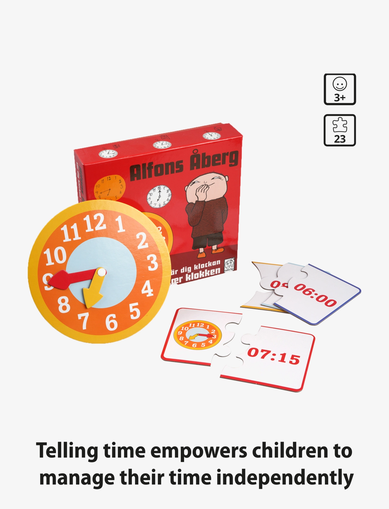 Barbo Toys - Alfons Åberg - Learning Game - Tell the Time - pædagogiske spil - multiple color time - 5