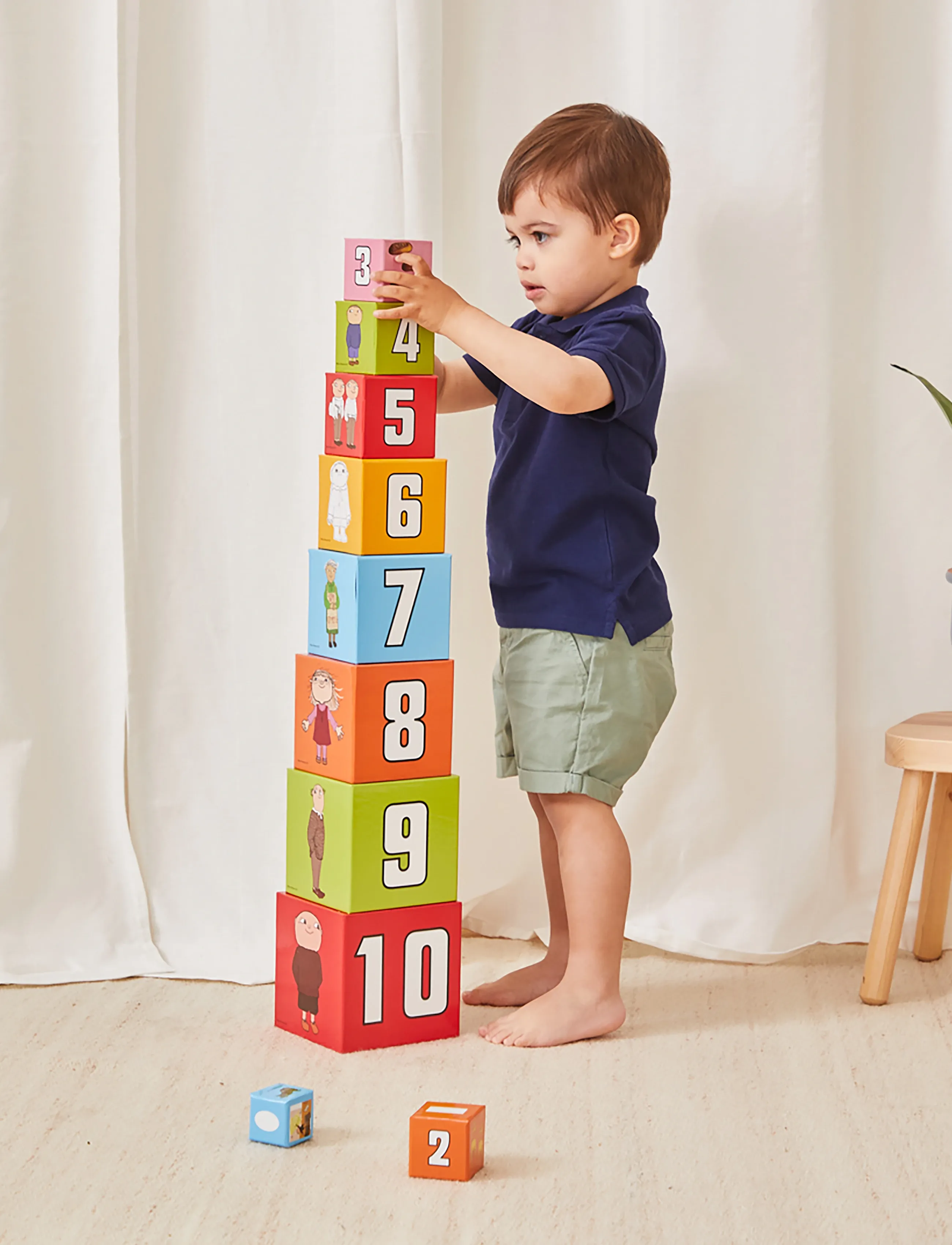 Alfons Åberg Alfons Åberg - Stacking Cubes 10 Pcs, One Size, Multi/patterned, Educational Legetøj > Stackable Blocks, Børn