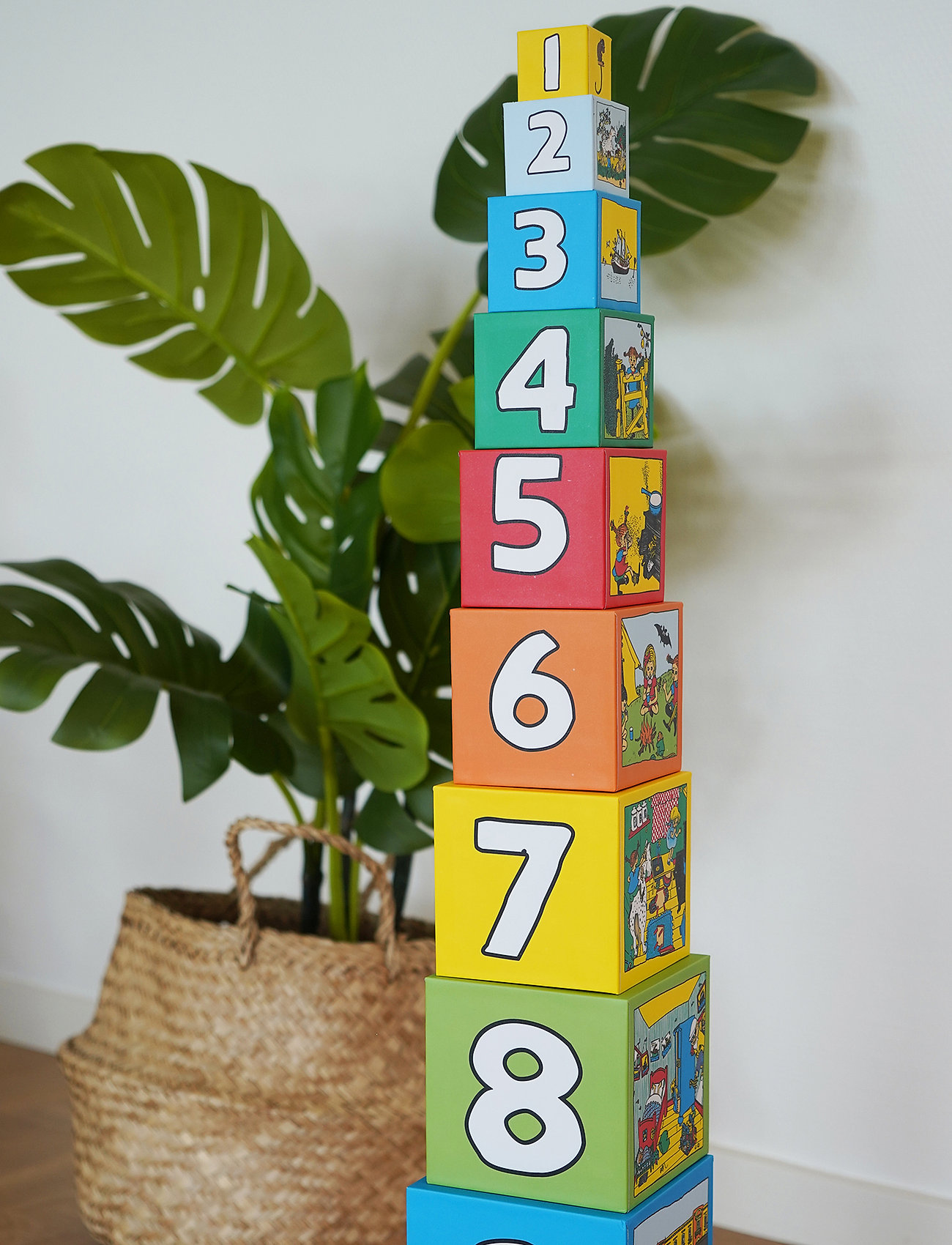 Pippi Langstrømpe Pippi Stacking Cubes, One Size, Multi/patterned, Educational Legetøj > Stackable Blocks, Børn