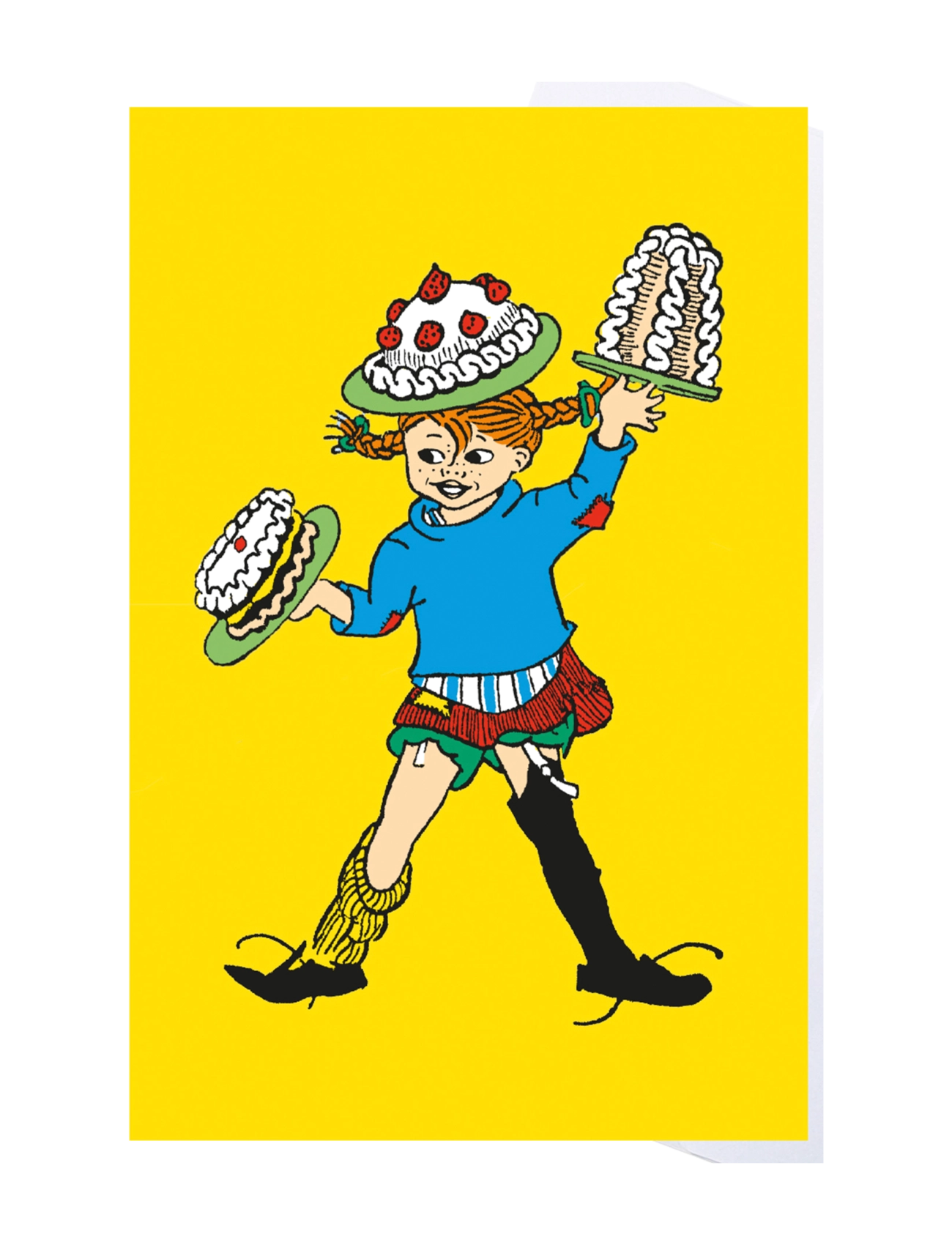 Pippi Långstrump Pippi - Greeting Card w. Envelope - Yellow - Leksaker - MULTIPLE COLOR / yellow