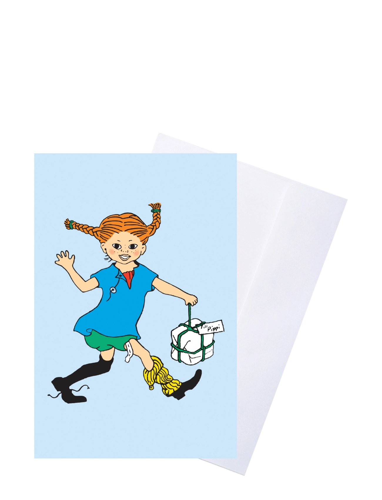 Pippi Langstrumpf Pippi - Greeting Card w. Envelope - Blue - Alles anzeigen - BLUE / pink/rose