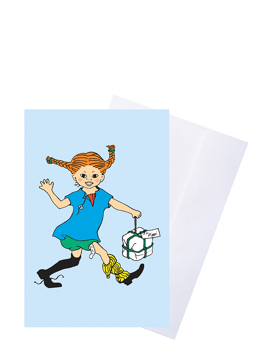 Pippi Langstrumpf - Pippi - Greeting Card w. Envelope - Blue - postkarten - blue - 1