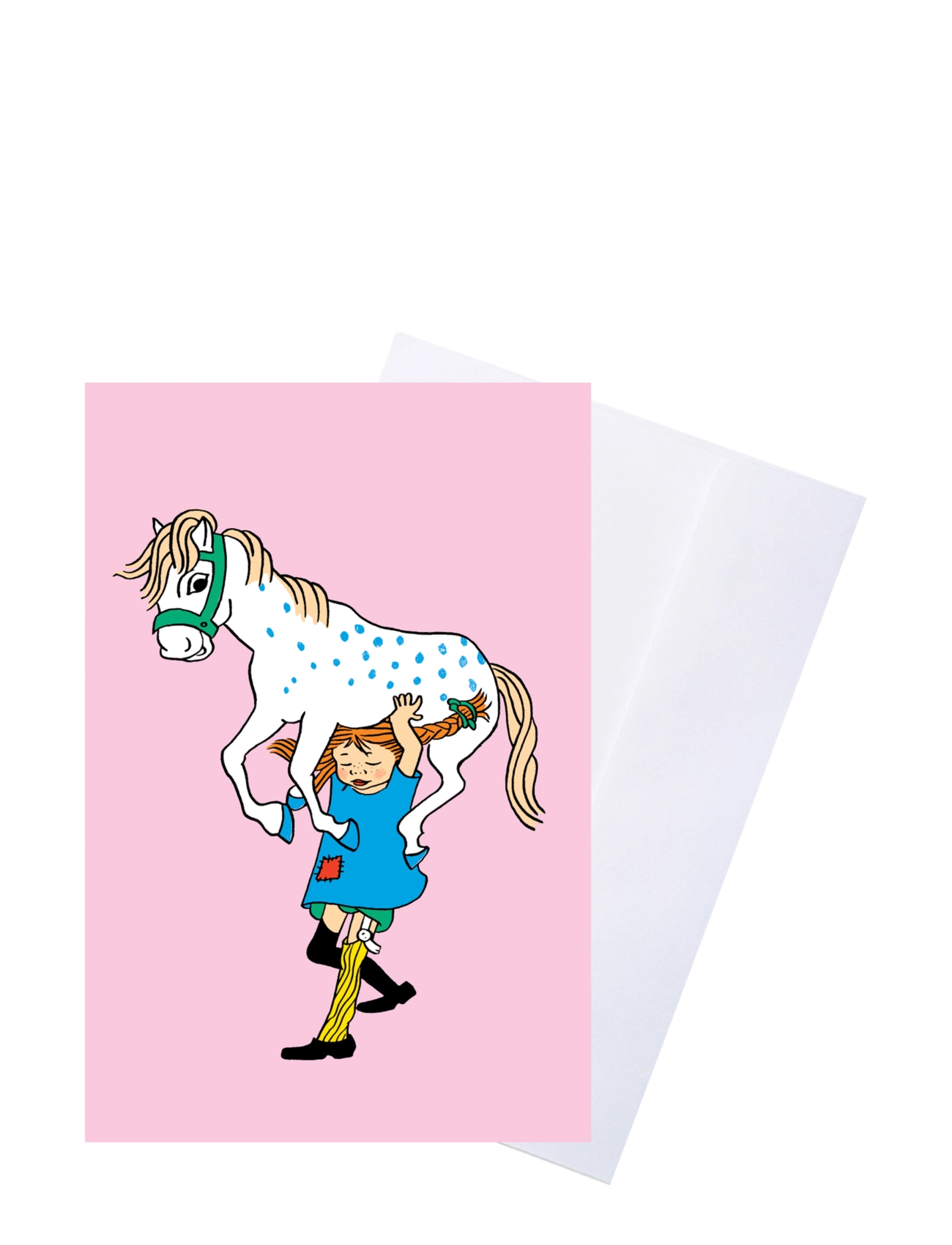 Pippi Langstrumpf Pippi - Greeting Card w. Envelope - Pink - Alles anzeigen - PINK / blue