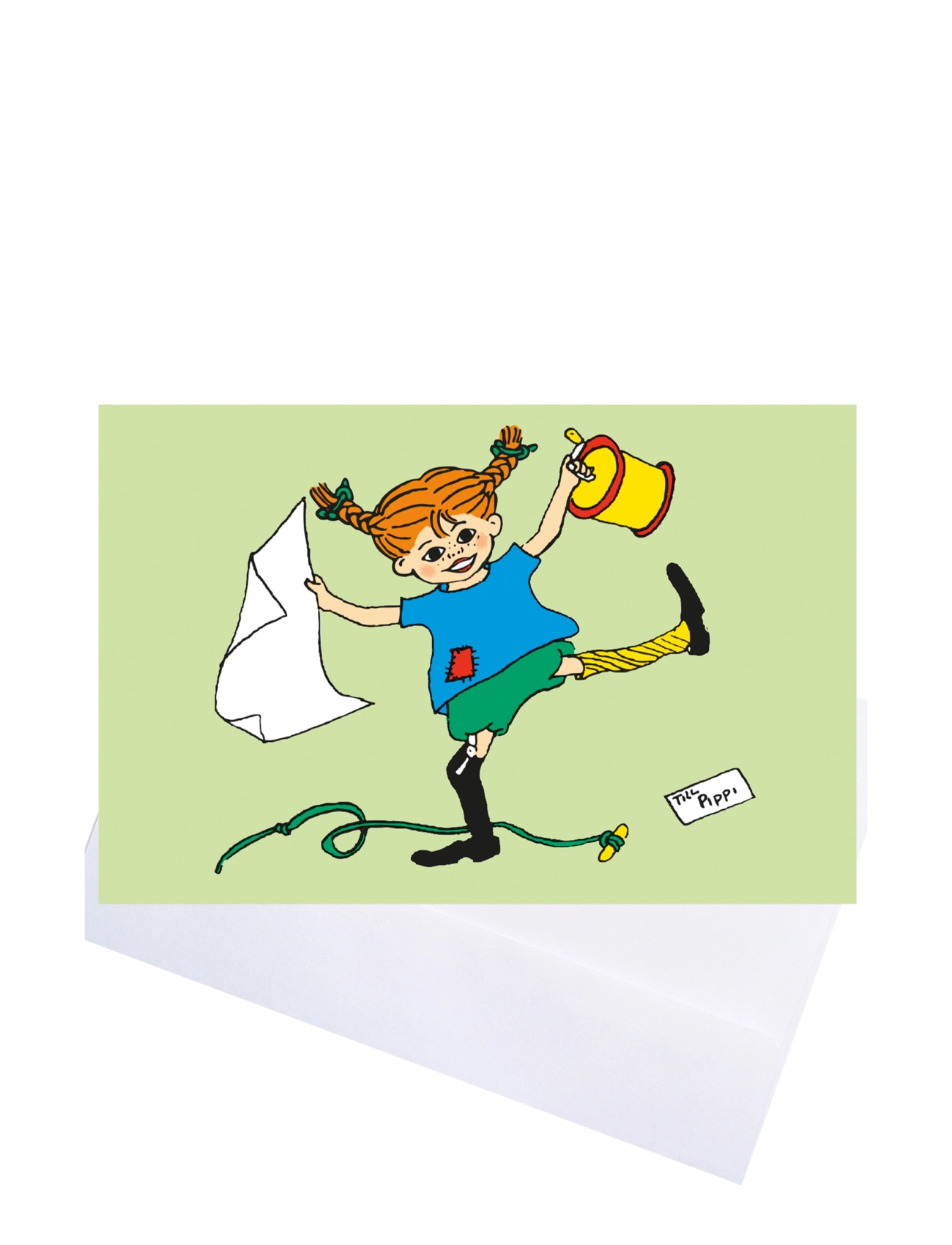 Pippi Långstrump Pippi - Greeting Card w. Envelope - Green - Leksaker - MULTIPLE COLOR / green