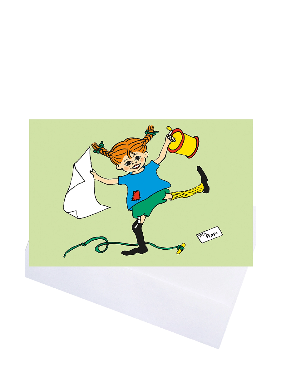 Pippi Langstrumpf - Pippi - Greeting Card w. Envelope - Green - multiple color - 1