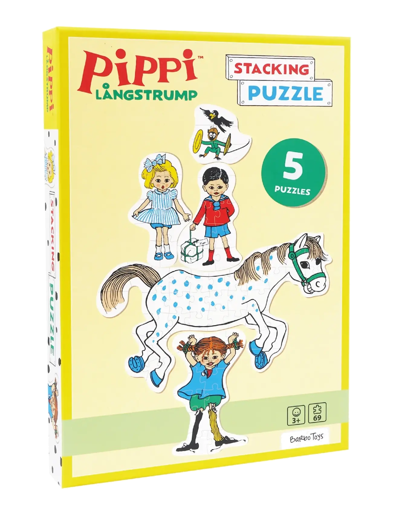 BARBO Spielzeug Pippi Stacking Puzzles Gelb - One Size - Kinder
