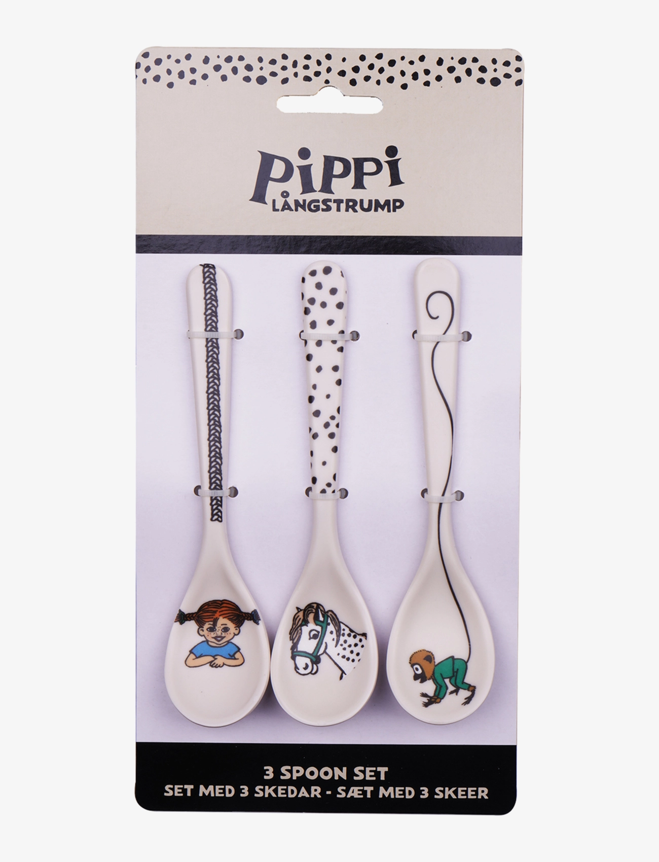 Pippi Langstrømpe Pippi Tableware 3 Spoons Set - Trend, One Size, Multi/patterned, Måltid > Bestik, Børn