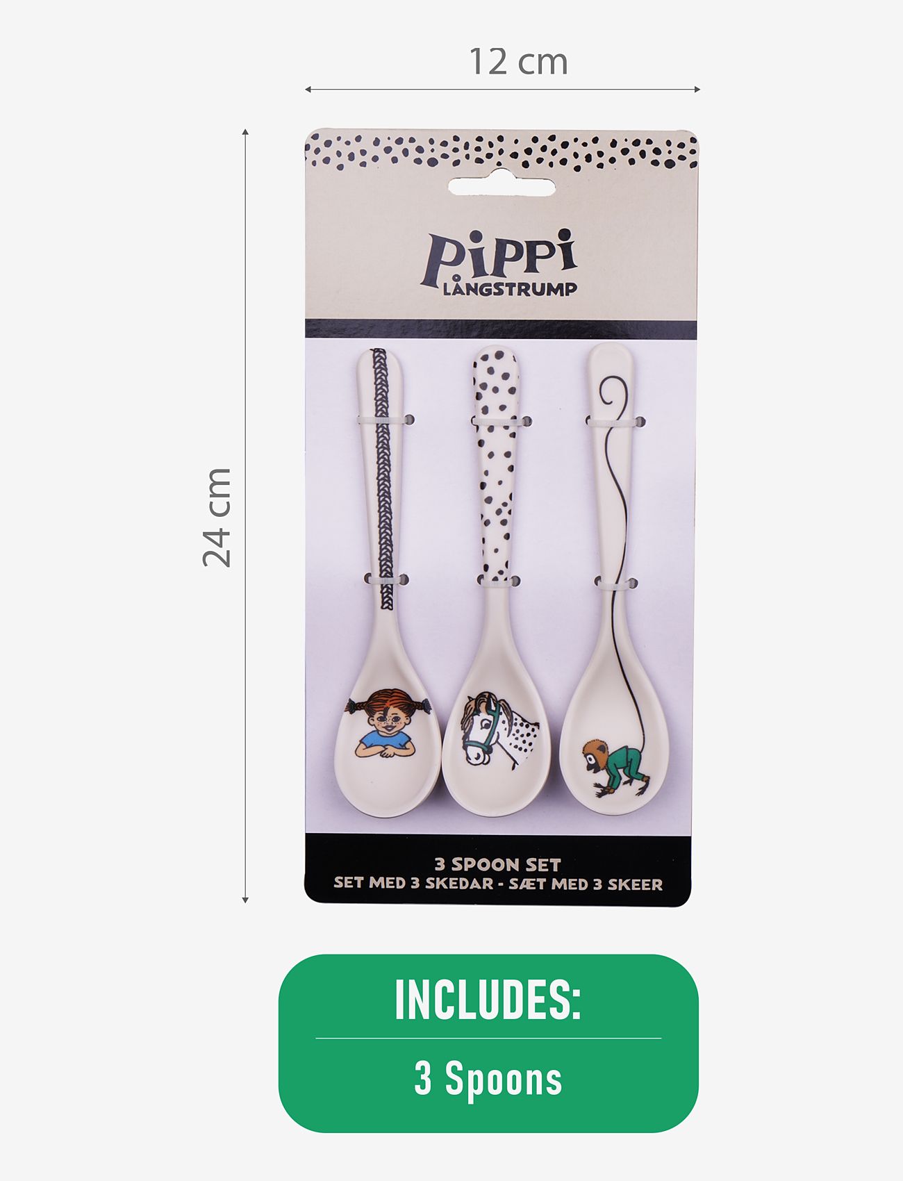 Pippi Langstrømpe - Pippi Tableware 3 Spoons set - Trend - bestik - 1016 - 3