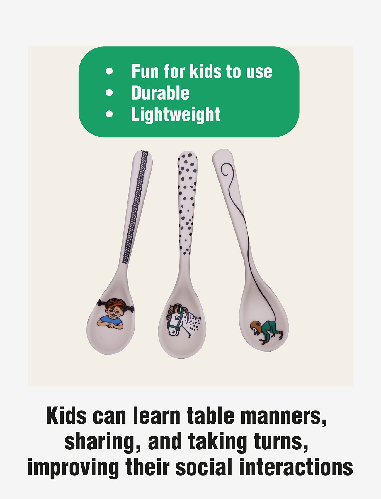 Pippi Langstrømpe - Pippi Tableware 3 Spoons set - Trend - bestik - 1016 - 5