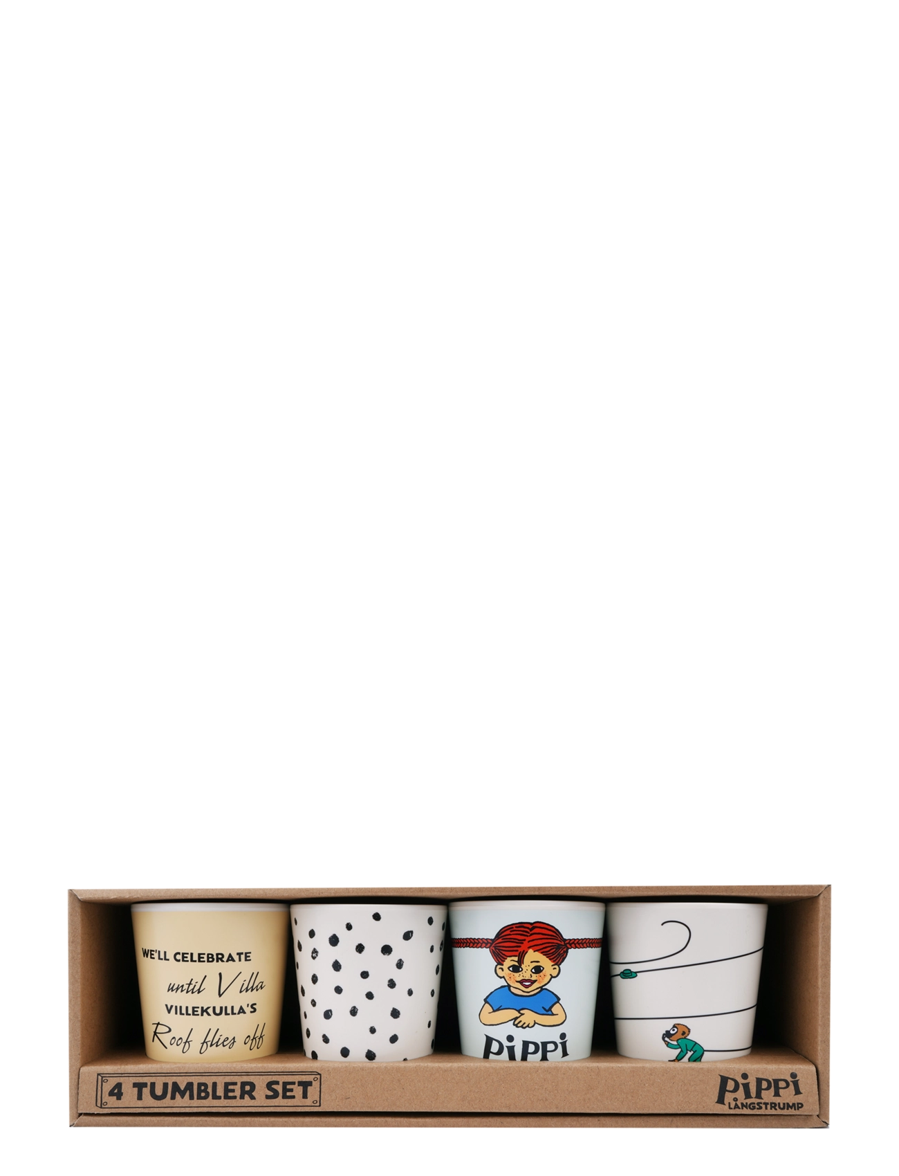 Pippi Langstrømpe Pippi Tumbler Set 4Pcs, Kop & Mugs, Multi/mønstret, Str: ONE SIZE