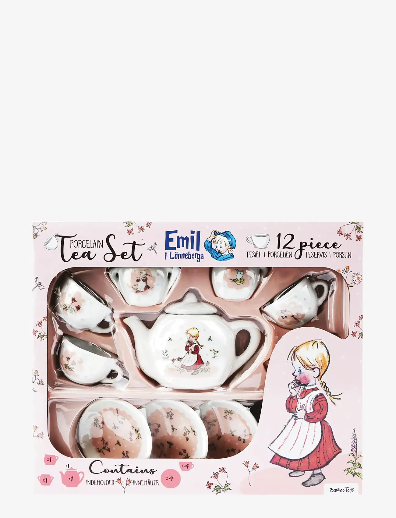 Barbo Toys - Porcelain Tea Set with Ida - Emil i Lönneberga - kaffee & tee-sets - pink - 0