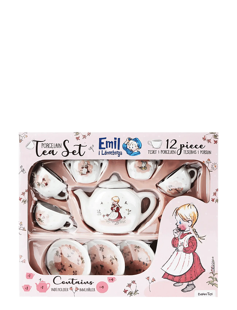 Barbo Toys - Porcelain Tea Set with Ida - Emil i Lönneberga - kaffee & tee-sets - pink - 0