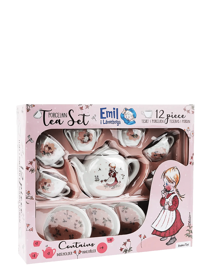 Barbo Toys - Porcelain Tea Set with Ida - Emil i Lönneberga - kaffee & tee-sets - pink - 1