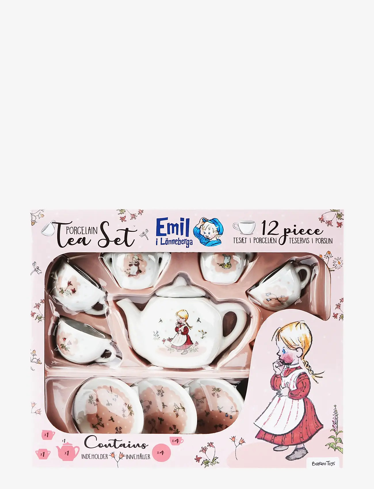 Barbo Toys - Porcelain Tea Set with Ida - Emil i Lönneberga - kaffee & tee-sets - pink - 3