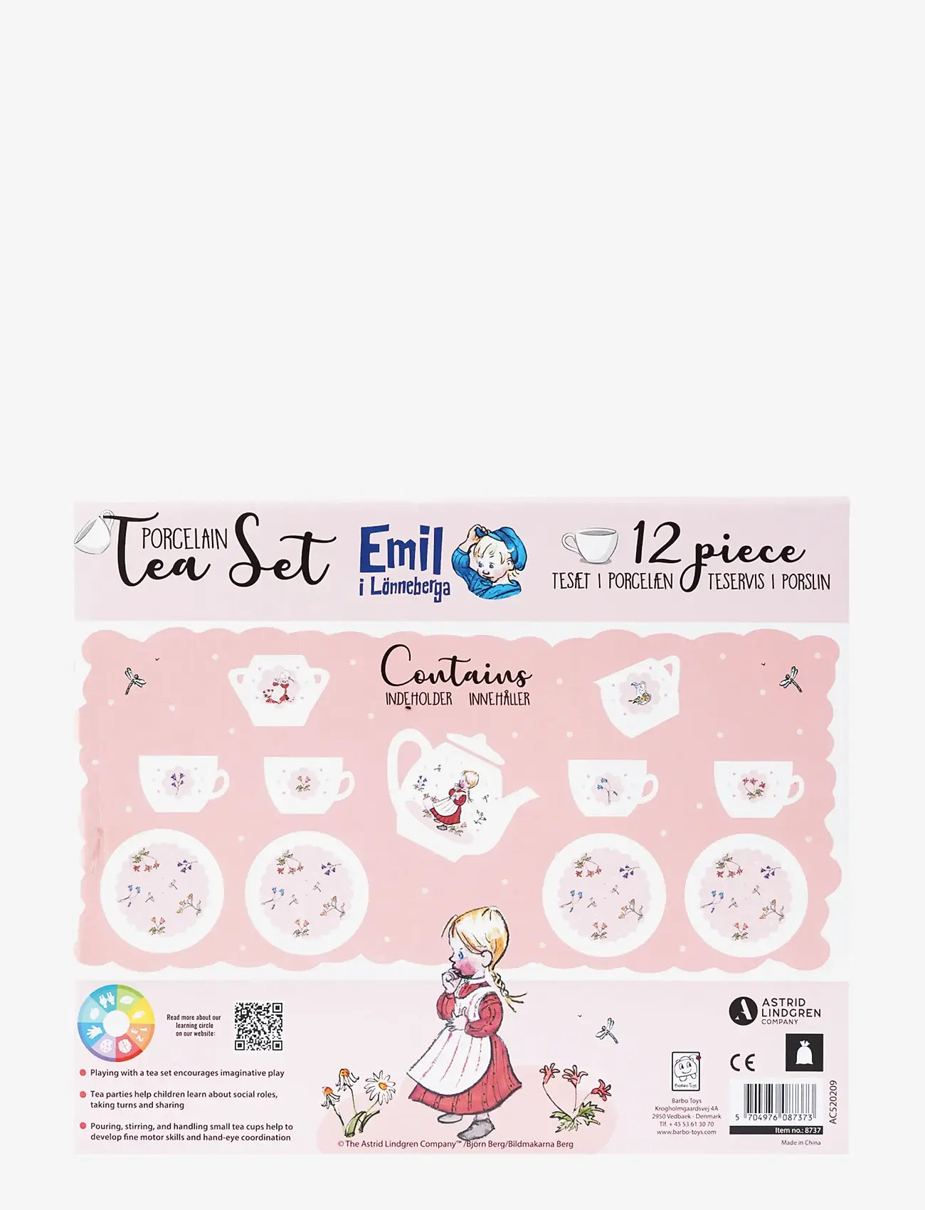 Barbo Toys - Porcelain Tea Set with Ida - Emil i Lönneberga - kaffee & tee-sets - pink - 4