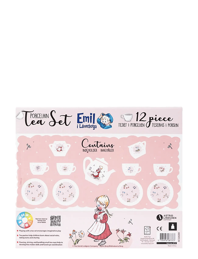 Barbo Toys - Porcelain Tea Set with Ida - Emil i Lönneberga - kaffee & tee-sets - pink - 4