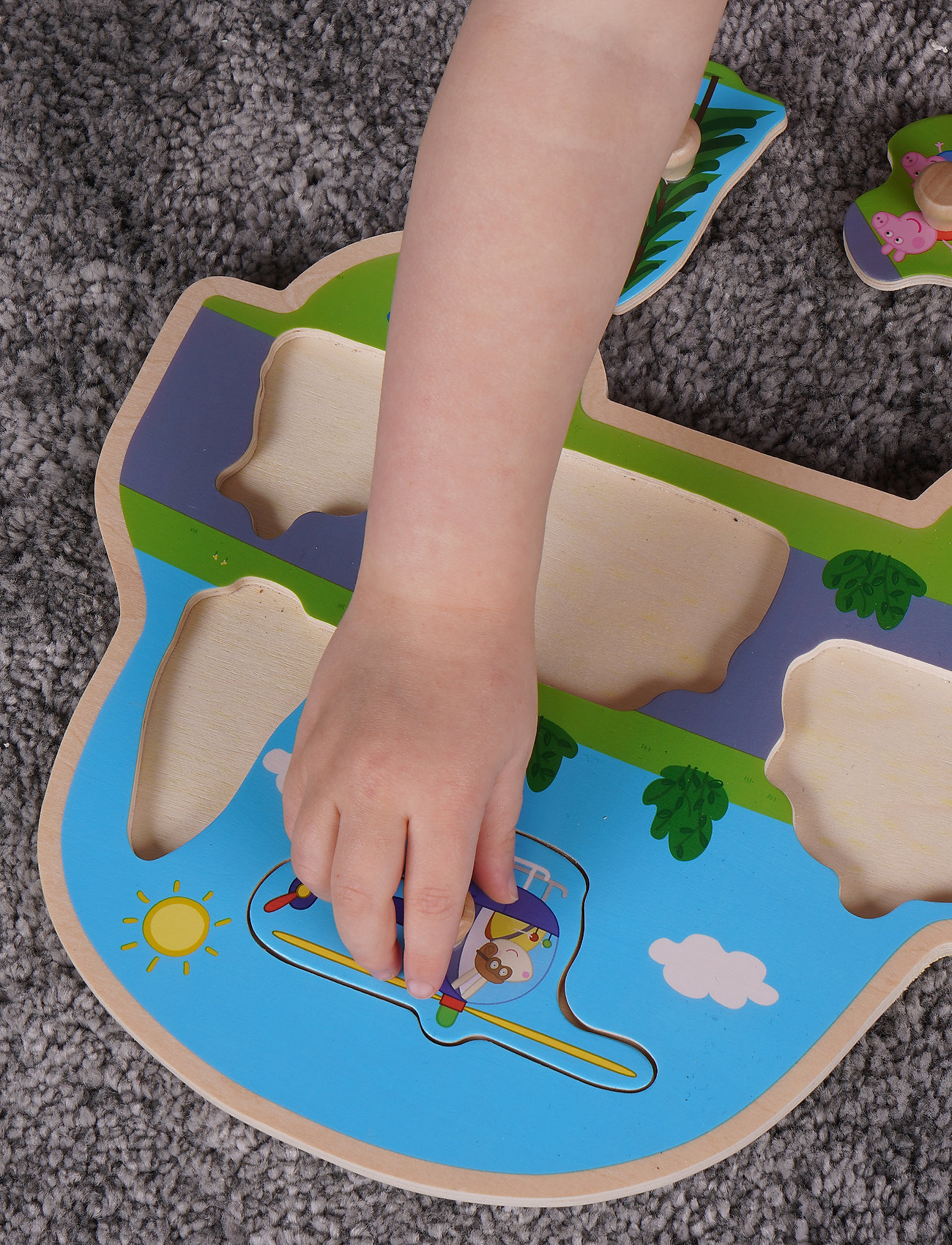 Gurli Gris Peppa Pig Wooden Knob Puzzle Transport, Børn, Pegged Puslespil, Multi/mønstret, Str: ONE SIZE