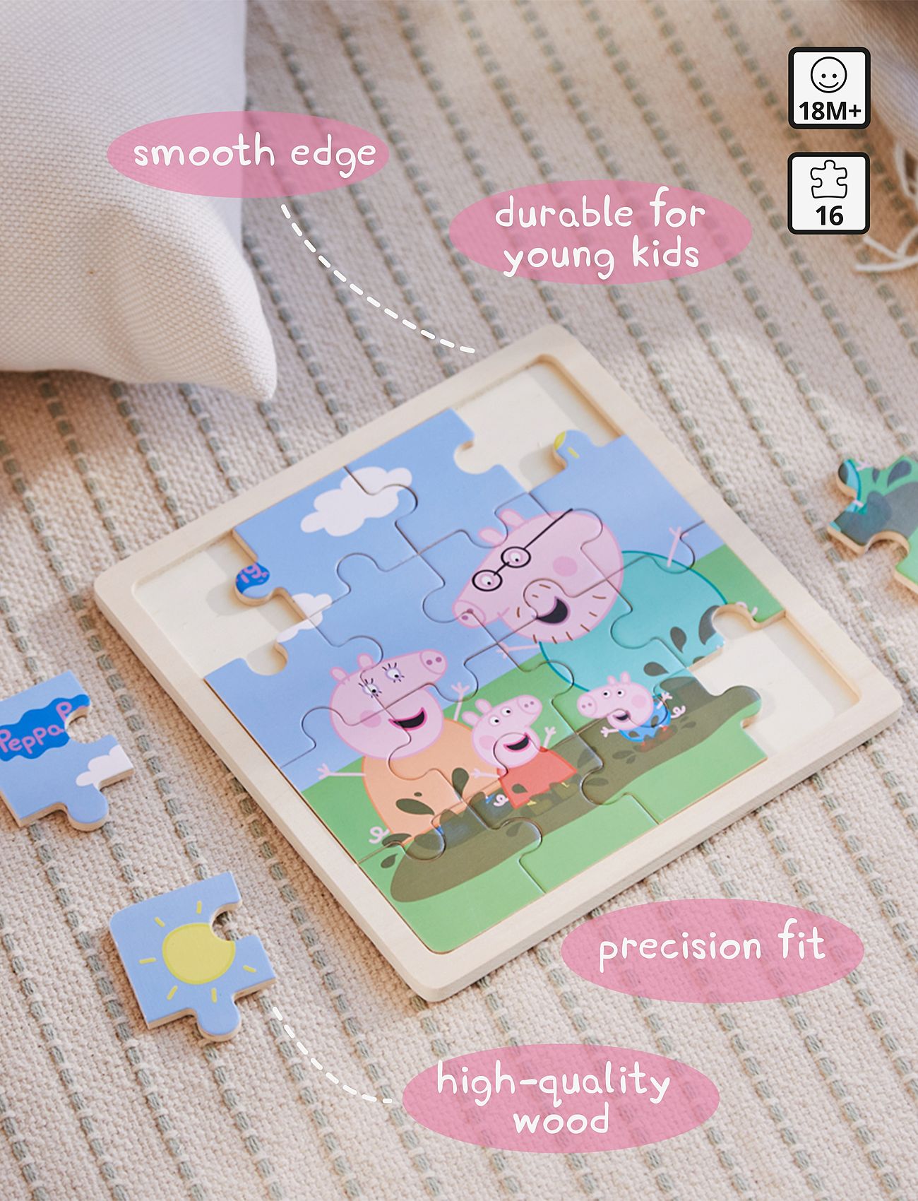 Põrsas Peppa - Peppa Pig - Wooden Puzzle - Mud - puidust pusled - multiple color - 3