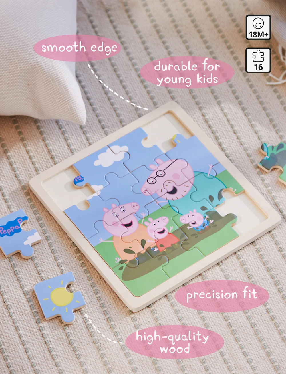 Gurli Gris - Peppa Pig - Wooden Puzzle - Mud - træpuslespil - multiple color - 3