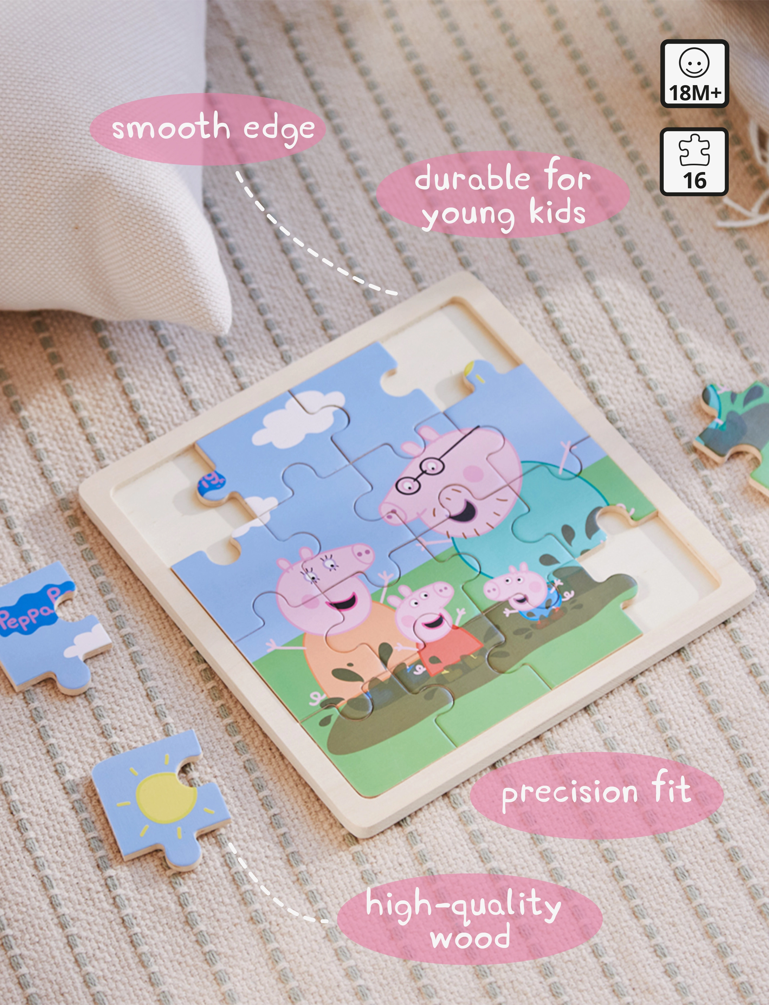 Peppa Pig - Peppa Pig - Wooden Puzzle - Mud - puslespill i tre - multiple color - 3
