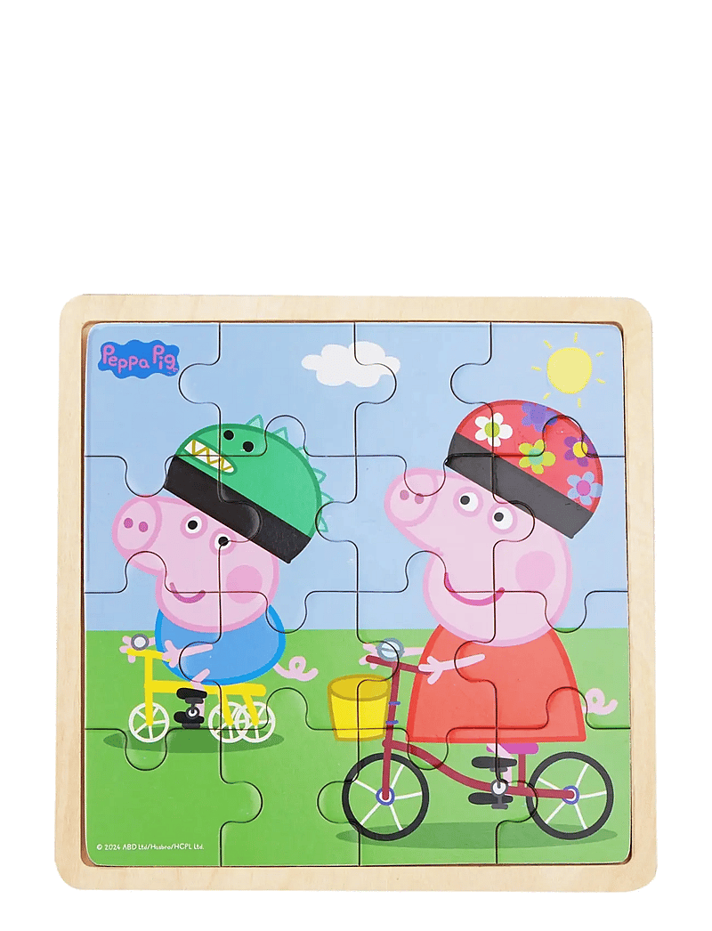 Gurli Gris - Peppa Pig - Wooden Puzzle - Bikeride - træpuslespil - multiple color - 1