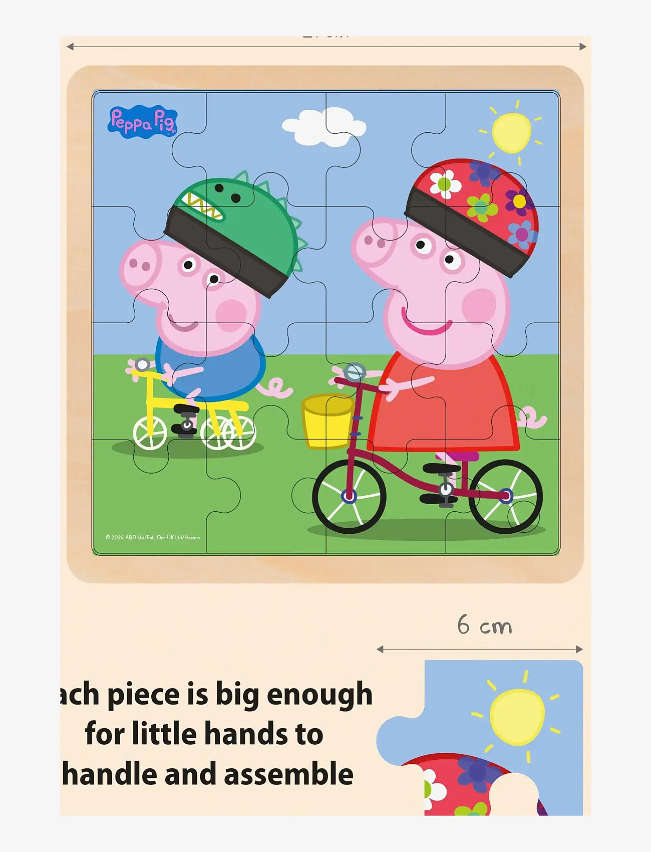 Gurli Gris - Peppa Pig - Wooden Puzzle - Bikeride - træpuslespil - multiple color - 2