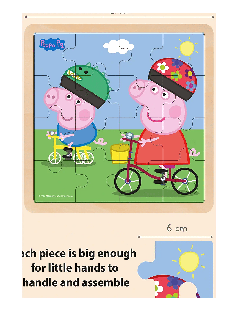 Gurli Gris - Peppa Pig - Wooden Puzzle - Bikeride - træpuslespil - multiple color - 2