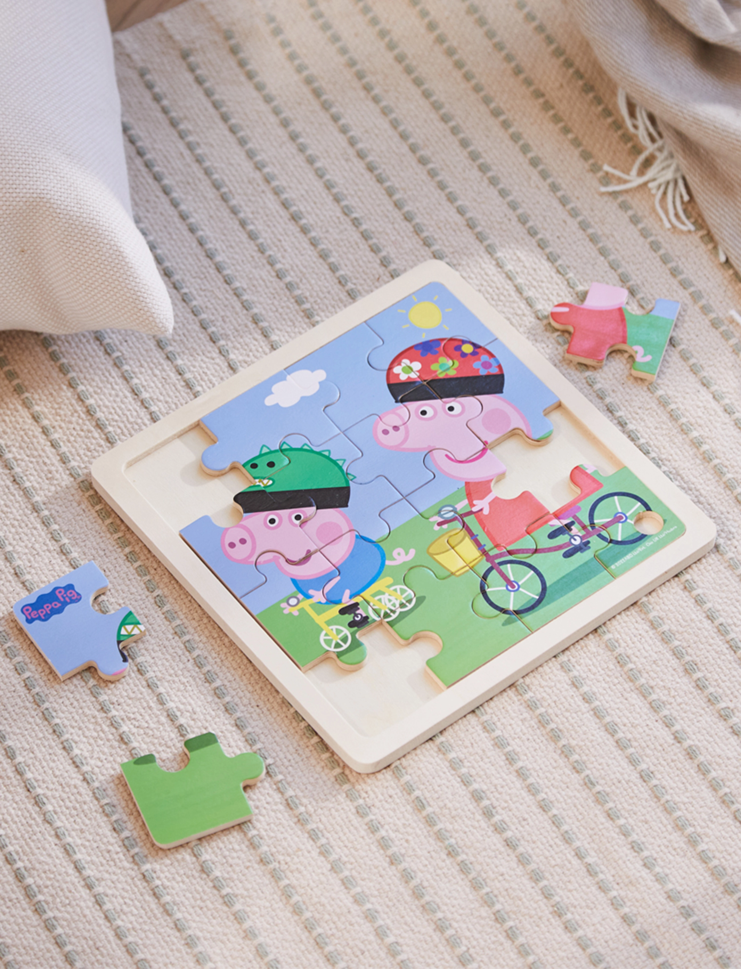 Gurli Gris Peppa Pig Wooden Puzzle Bikeride, One Size, Puzzles, Mehrfarbig/gemustert - Kinder