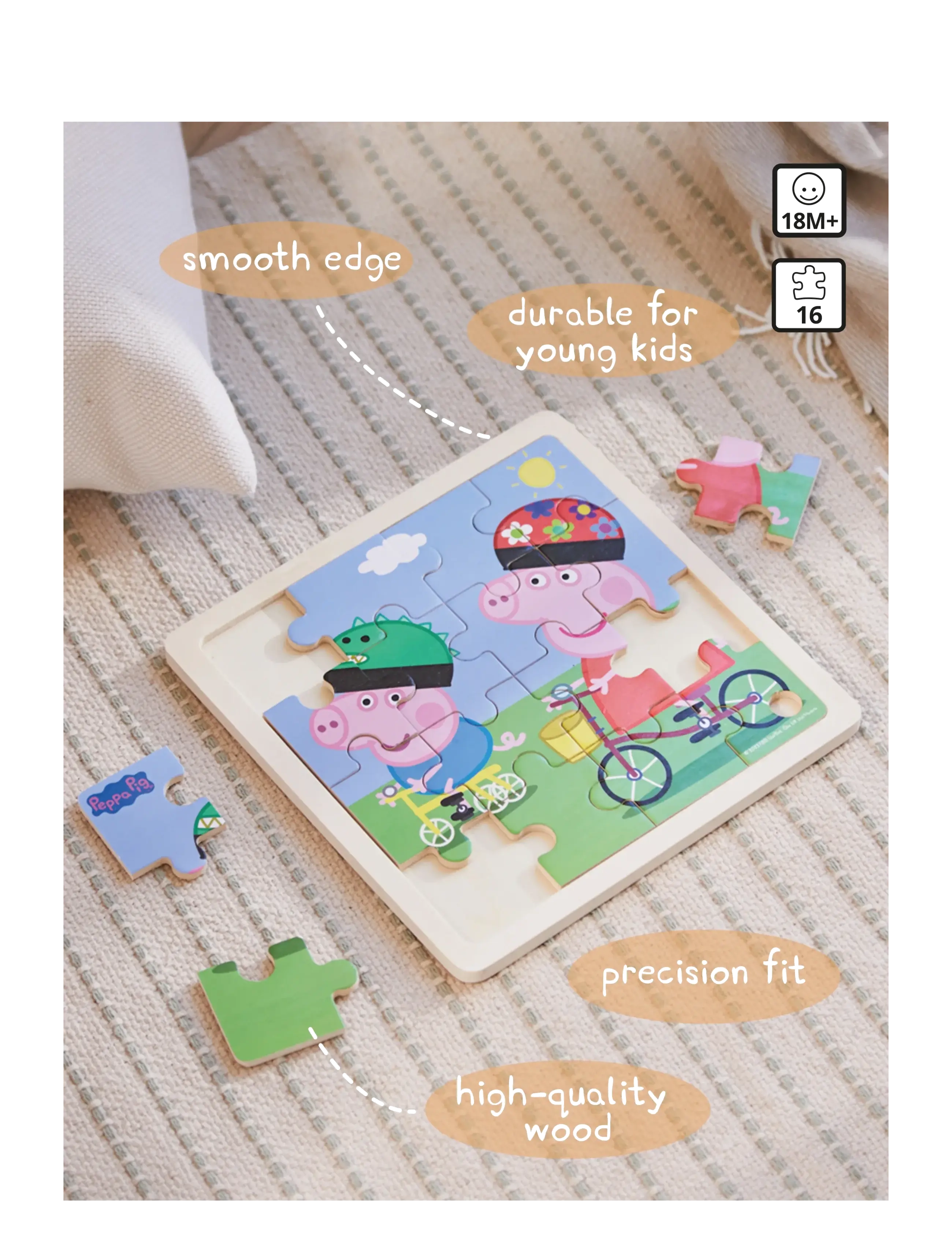 Peppa Wutz - Peppa Pig - Wooden Puzzle - Bikeride - holzpuzzle - multiple color - 3