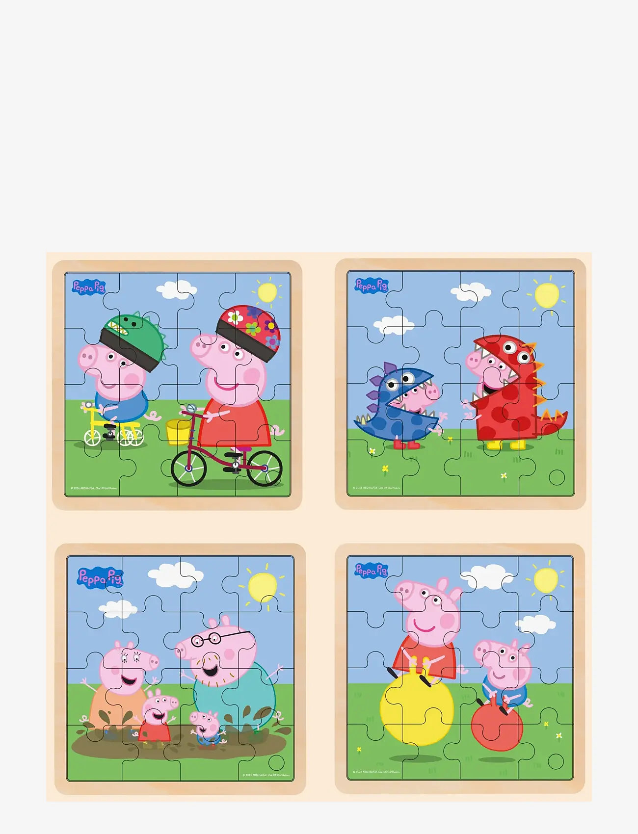 Gurli Gris - Peppa Pig - Wooden Puzzle - Bikeride - træpuslespil - multiple color - 4