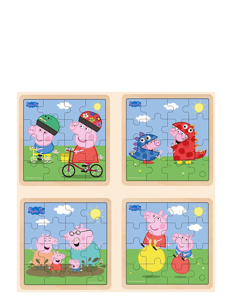 Gurli Gris - Peppa Pig - Wooden Puzzle - Bikeride - træpuslespil - multiple color - 4
