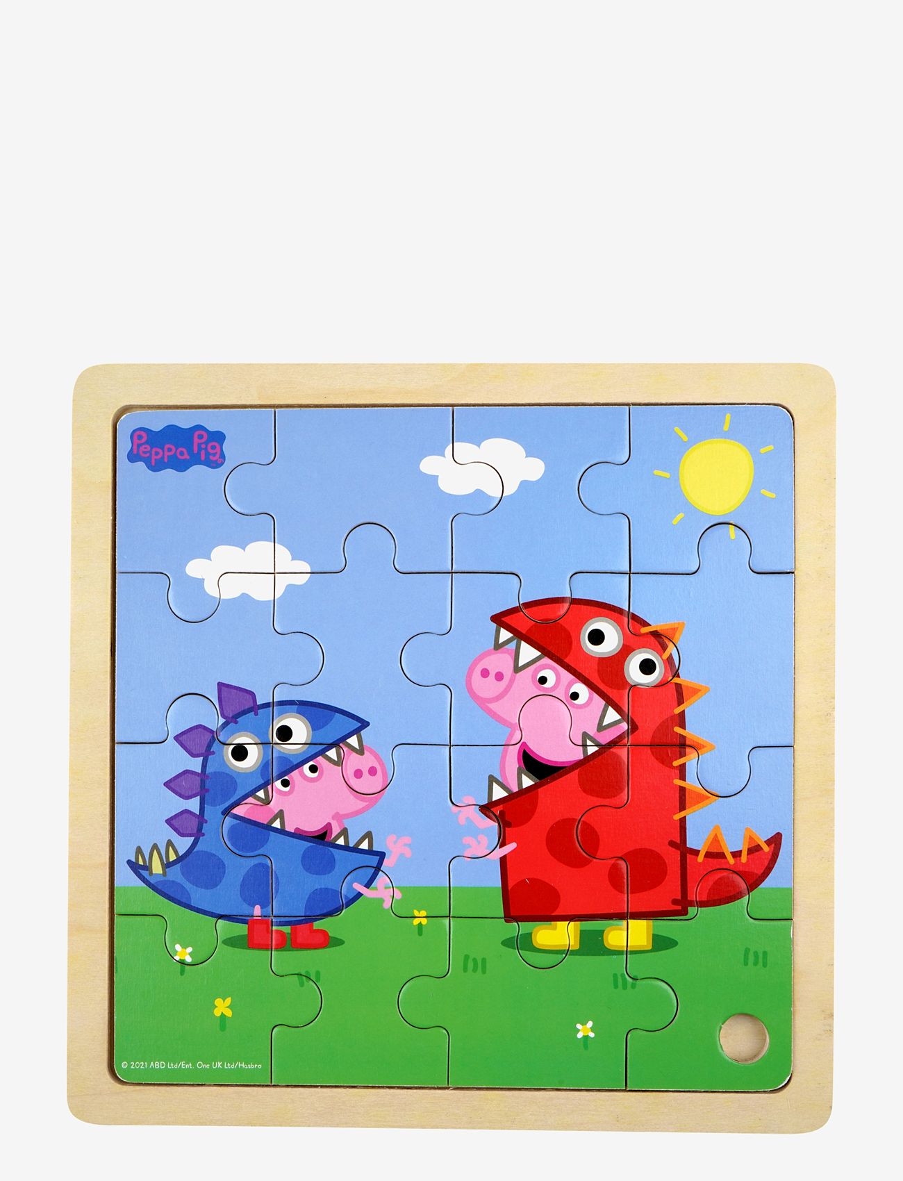Barbo Toys - Peppa Pig Wooden Puzzle - Dino fun - knoppussel - 1016 - 0