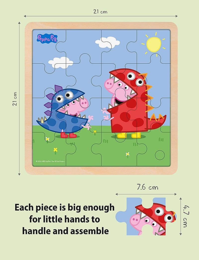 Barbo Toys - Peppa Pig Wooden Puzzle - Dino fun - knoppussel - 1016 - 2