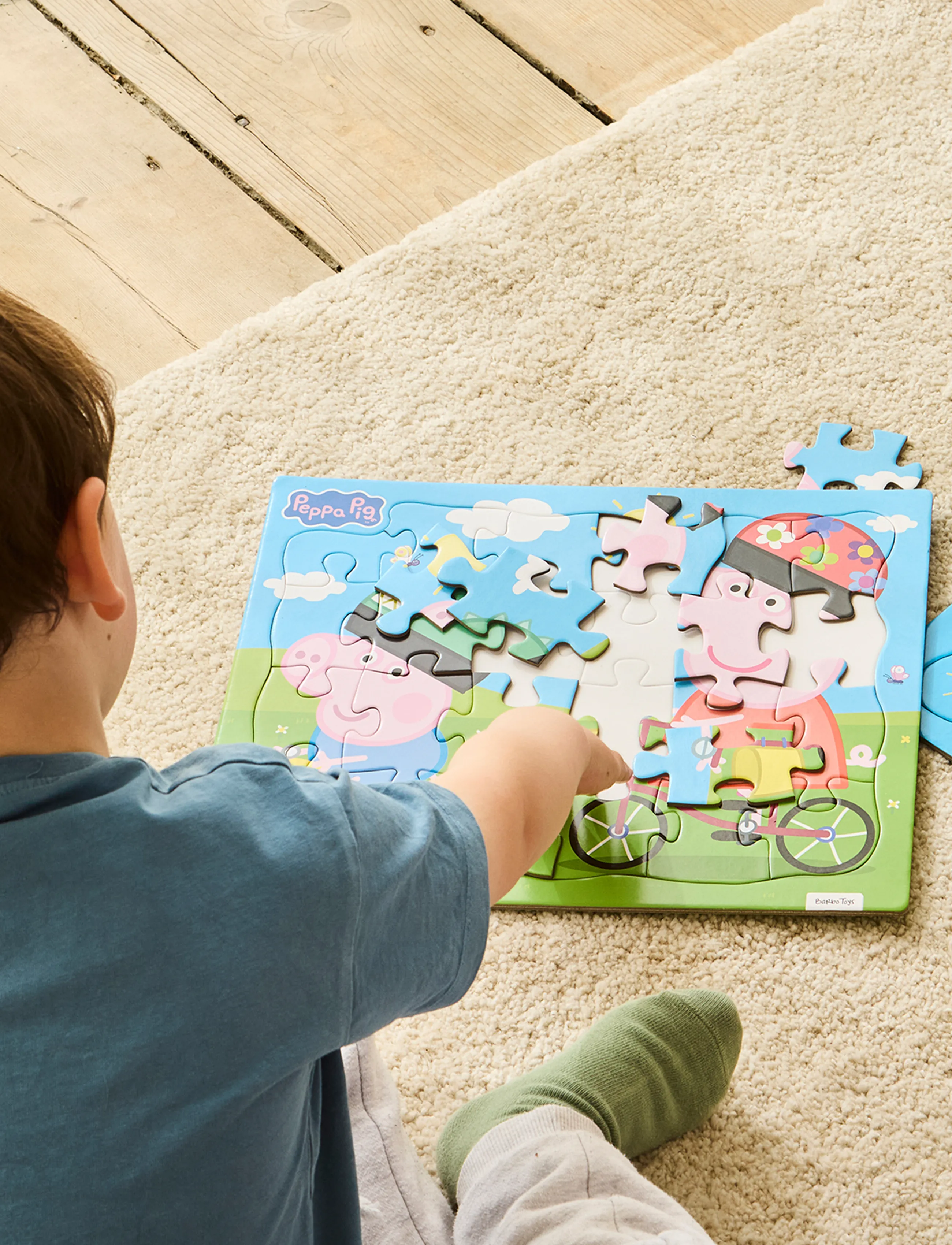Barbo Toys Peppa Pig Frame Cardboard Puzzle Biking, Børn, Classic Puslespil, Multi/mønstret, Str: ONE SIZE