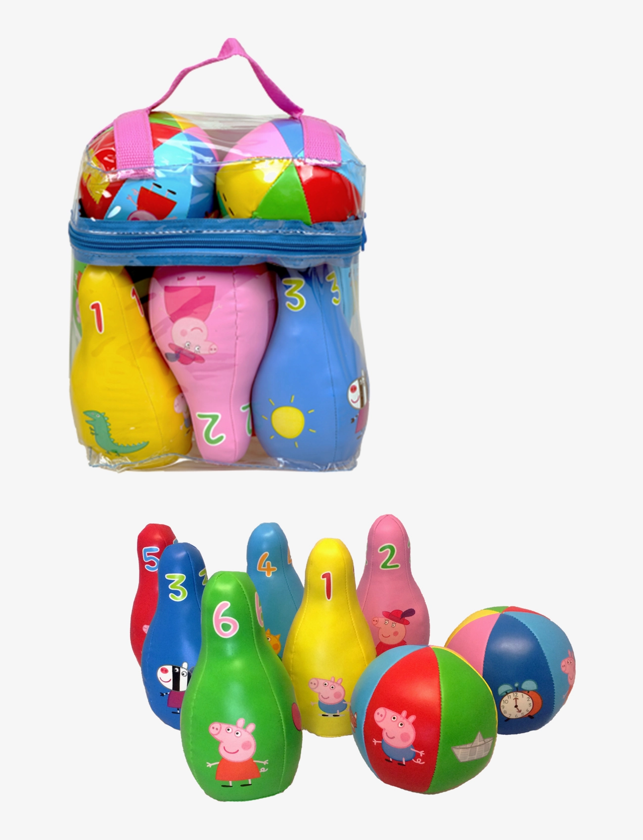 Gurli Gris Peppa Pig Soft Bowling Set, ONE SIXE, Games, Mehrfarbig/gemustert - Active Kinder