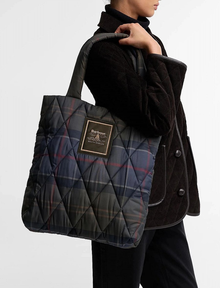 Barbour - Barbour Tartan Arlene Quilted Tote Bag - shadow classic tartan - 0