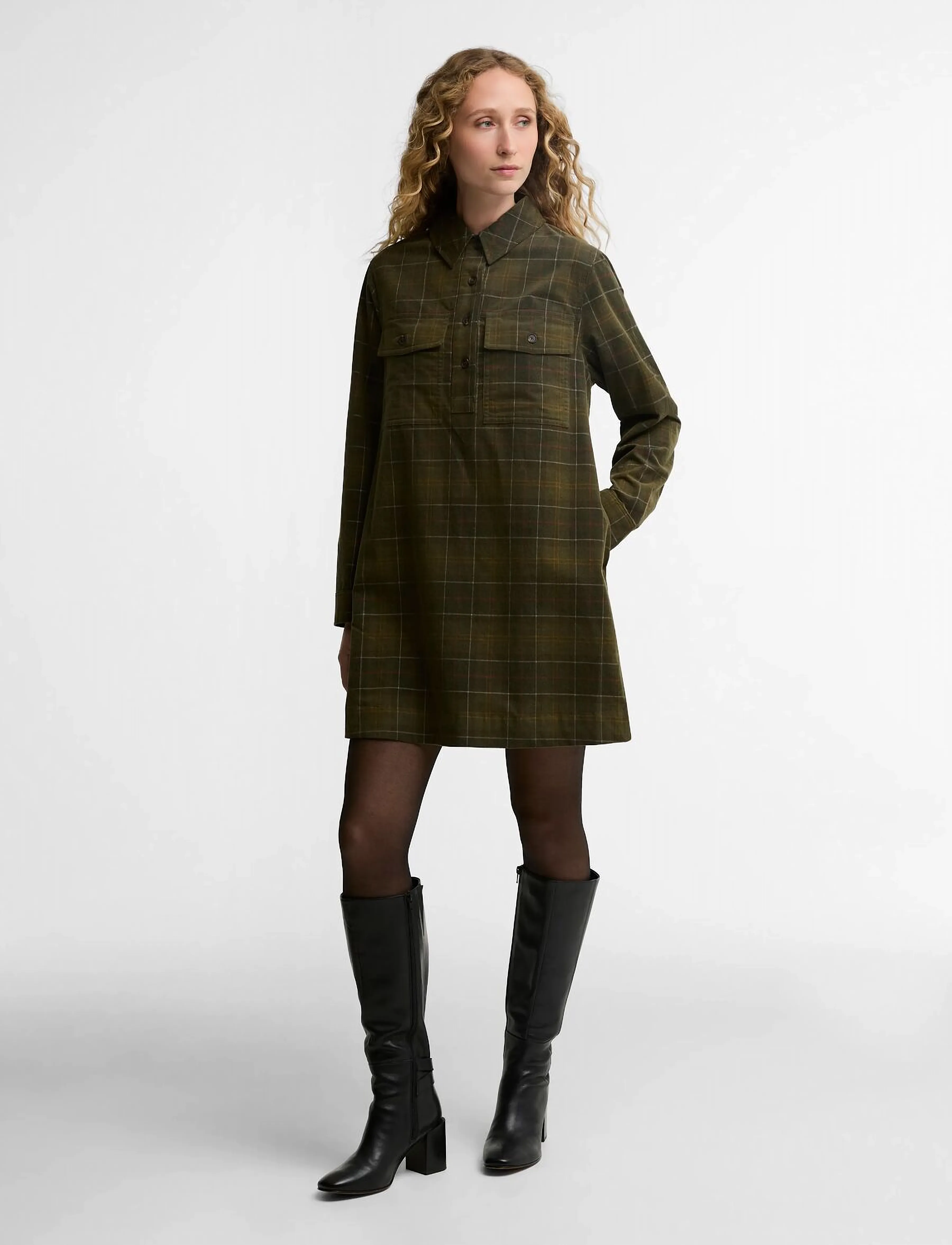 Barbour Barbour Shae Mini Dress - Kläder - SAGE/CLASSIC TARTAN / khaki/green
