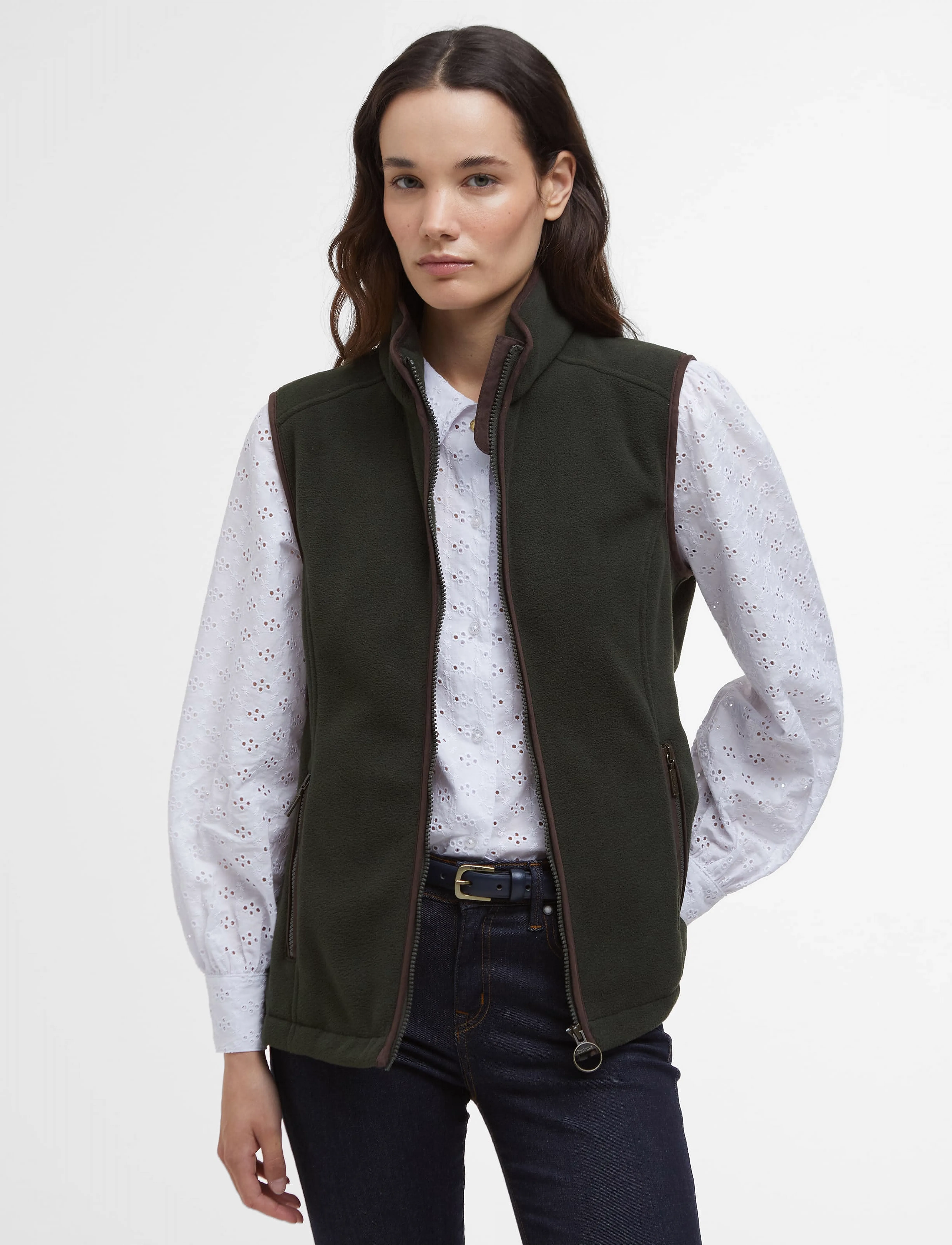 Barbour Country Colton Fleece Gilet, Kvinder, Fleecevest, Grøn, Str: 40