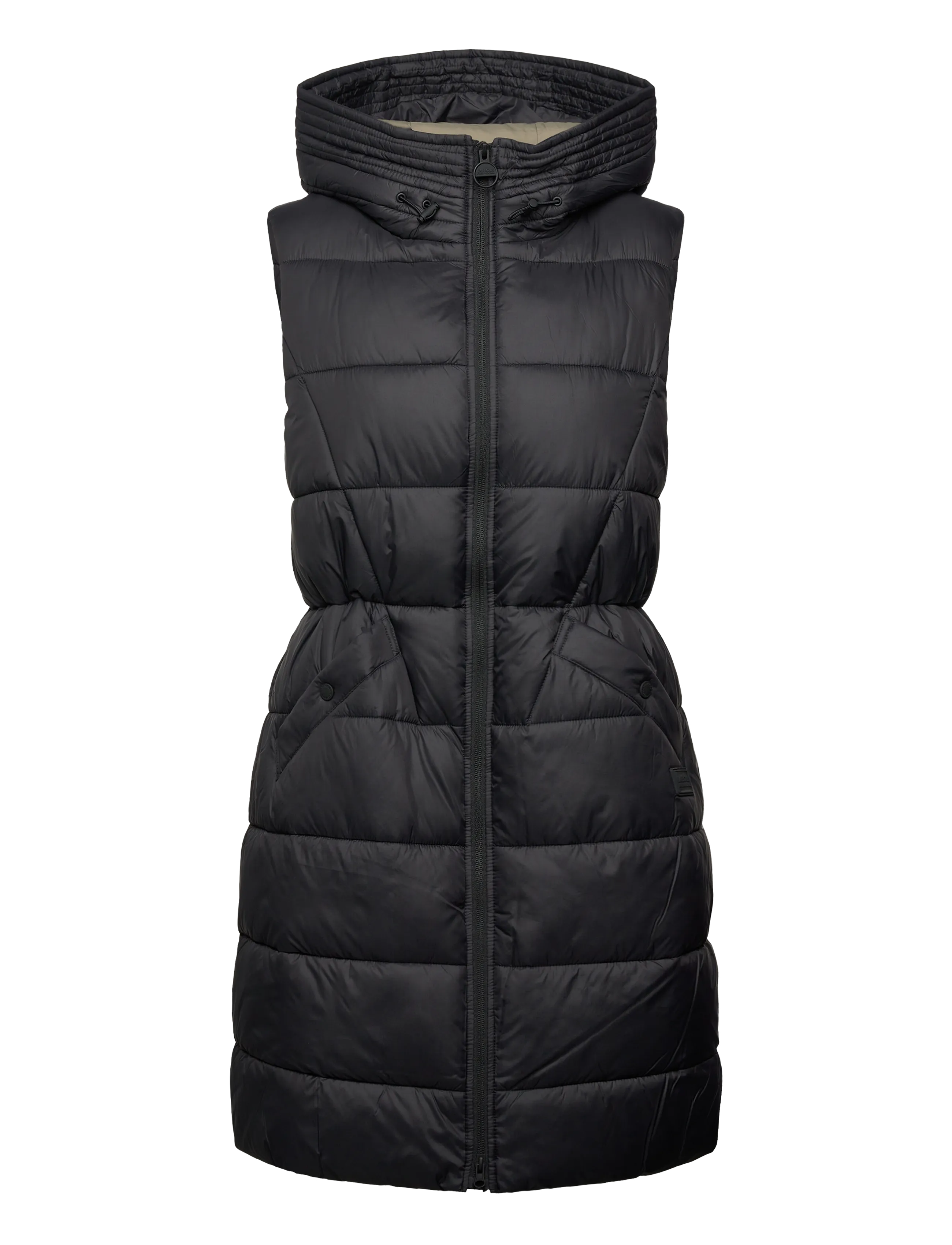 Barbour B.intl Cecilla Puffer Gilet, Kvinder, Lang Hætte Puffer Vest, Sort, Str: 44