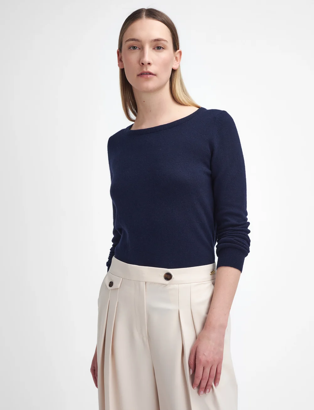 Barbour - Barbour Pendle Crew Knitted Jumper - stickade tröjor - navy/hessian tartan - 0