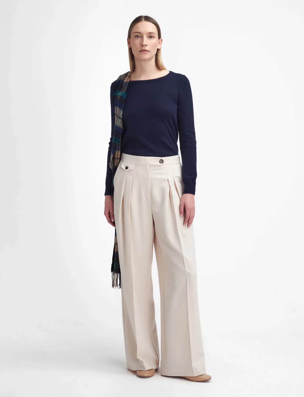 Barbour - Barbour Pendle Crew Knitted Jumper - stickade tröjor - navy/hessian tartan - 3