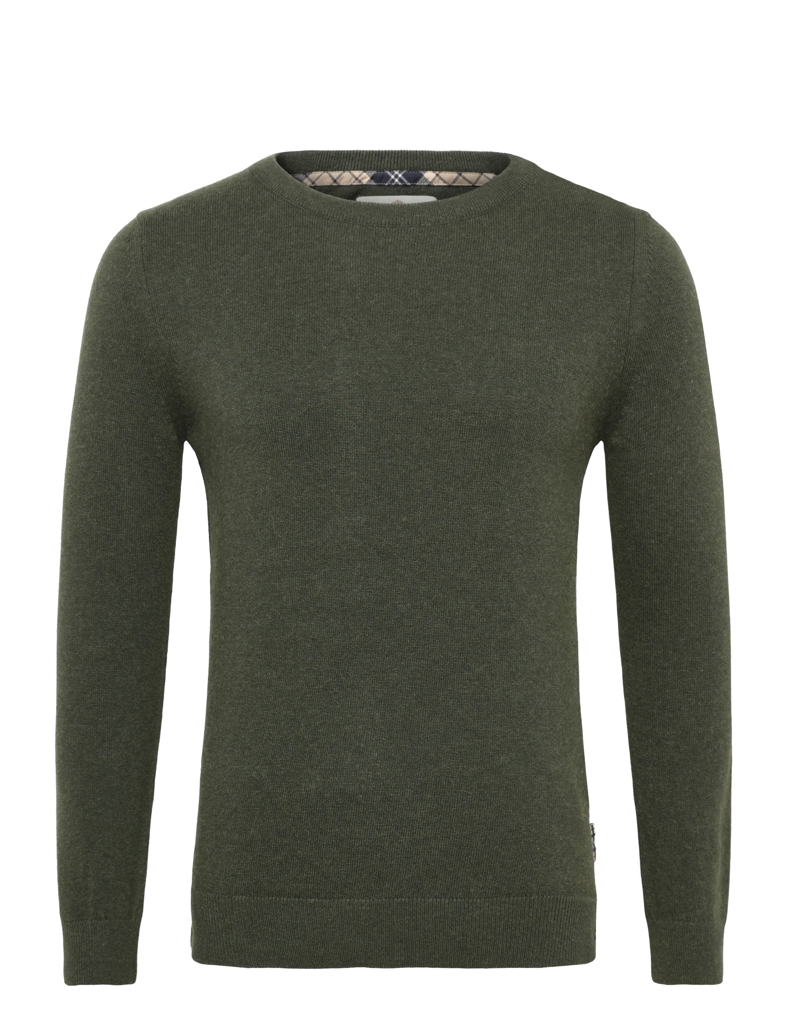 Barbour Pendle Crew Knitted Jumper, Kvinder, Rundhalset Striktrøje, Kakigrøn, Str: 40