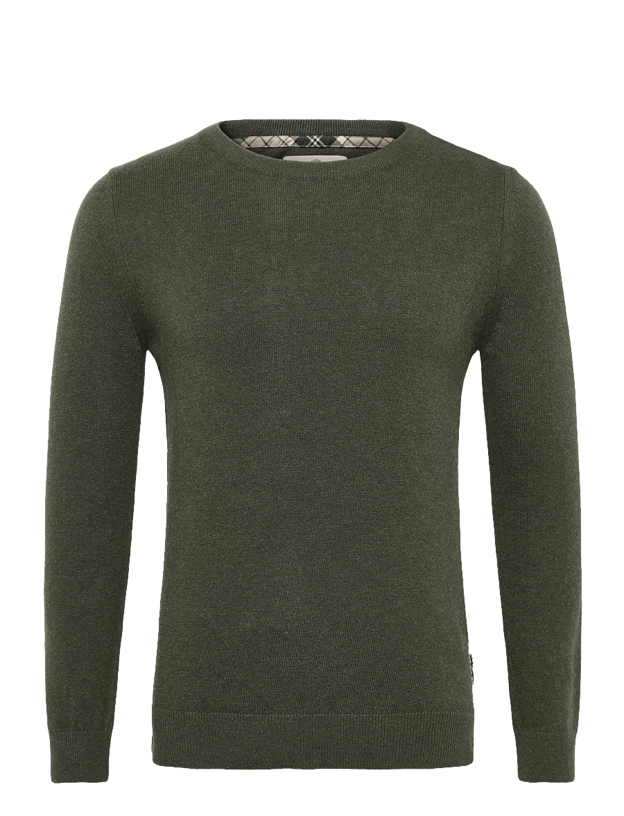 Barbour - Barbour Pendle Crew Knitted Jumper - stickade tröjor - olive/birchwood tartan - 0