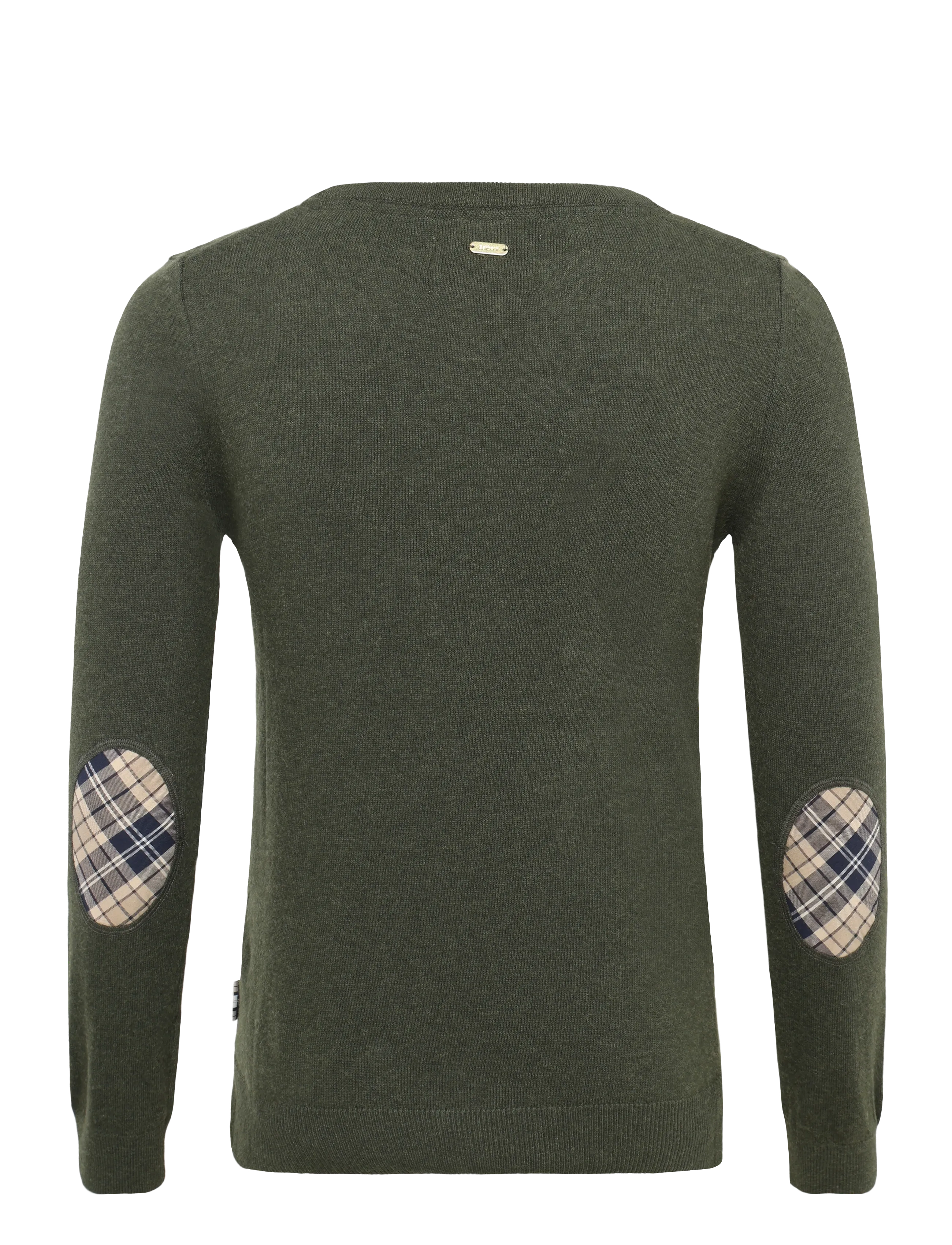 Barbour - Barbour Pendle Crew Knitted Jumper - stickade tröjor - olive/birchwood tartan - 1