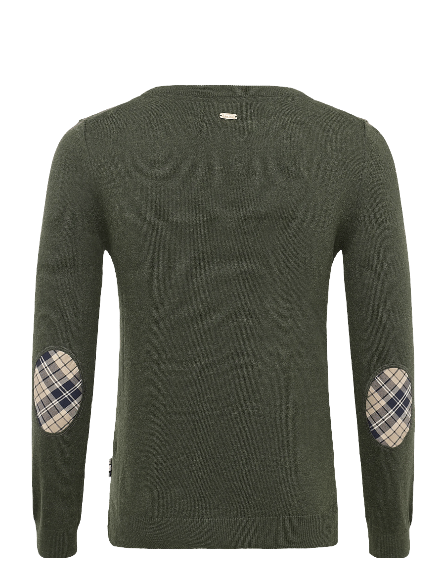 Barbour - Barbour Pendle Crew Knitted Jumper - stickade tröjor - olive/birchwood tartan - 1