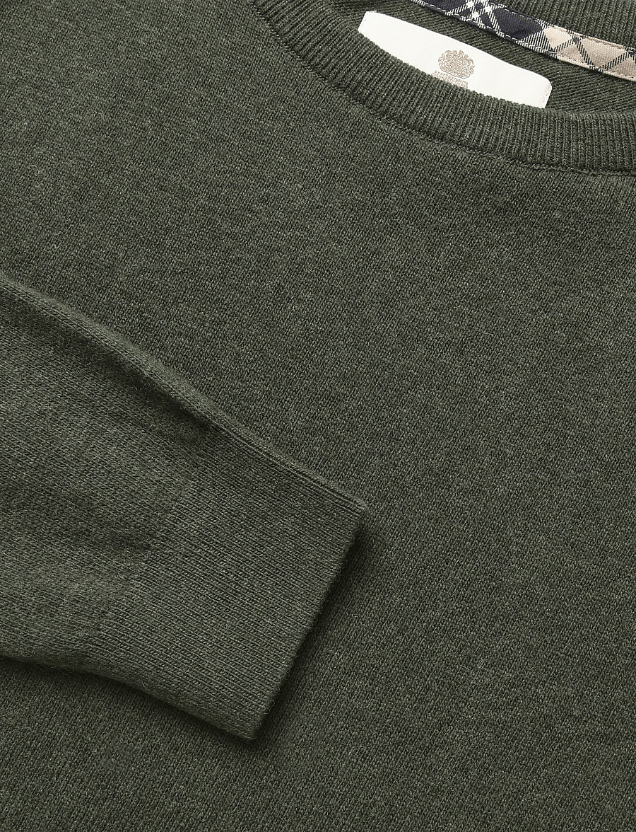 Barbour - Barbour Pendle Crew Knitted Jumper - stickade tröjor - olive/birchwood tartan - 2