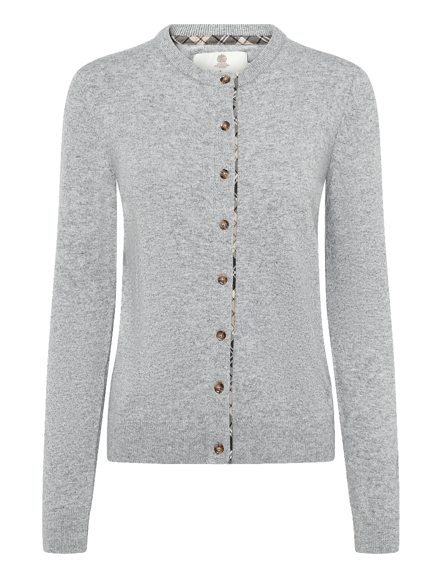 Barbour - Barbour Pendle Knitted Cardigan - strickjacken - grey marl/birchwood tartan - 1
