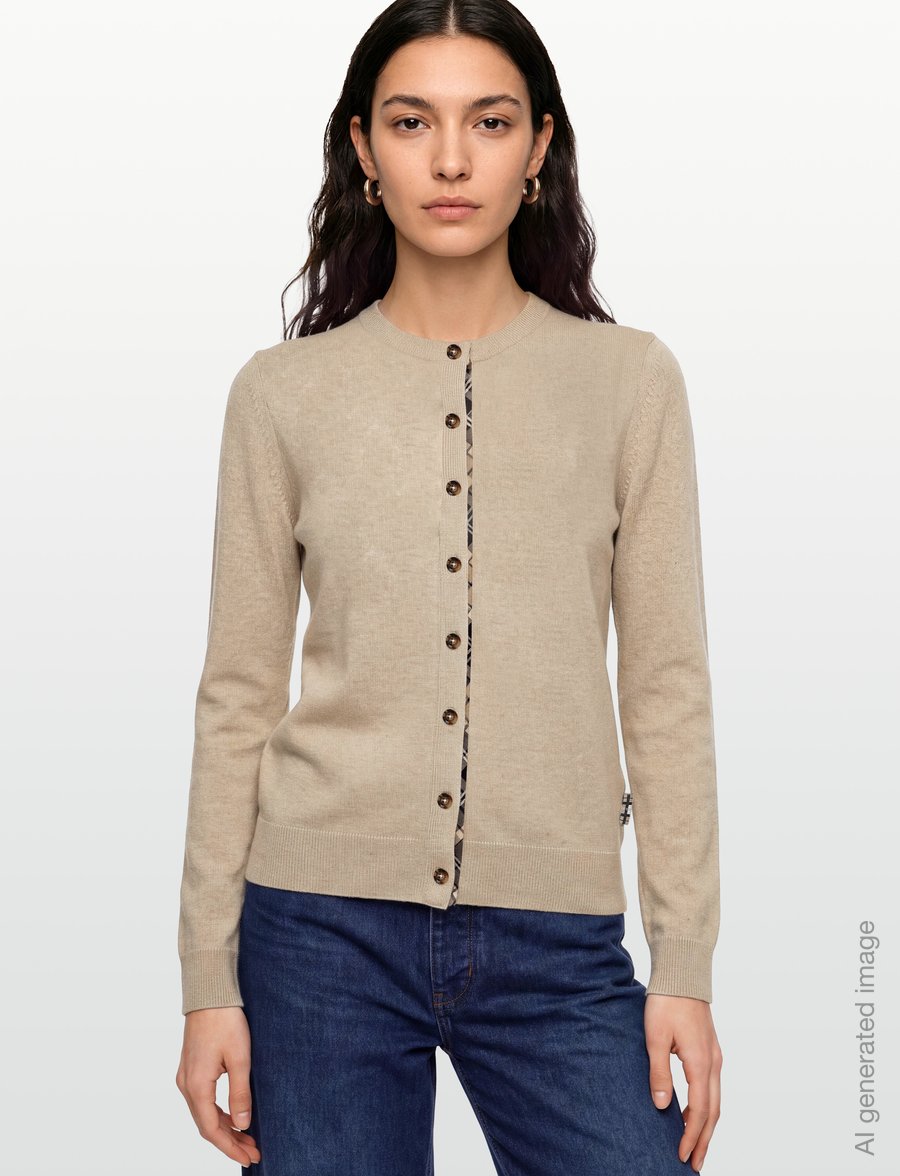 Barbour - Barbour Pendle Knitted Cardigan - cardigans - honey/birchwood tartan - 3